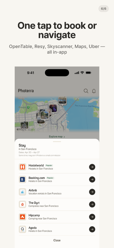 One-tap booking from any spot