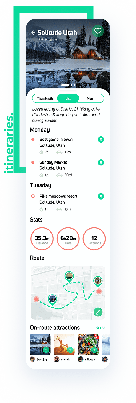 itinerary photerra itinerary screen